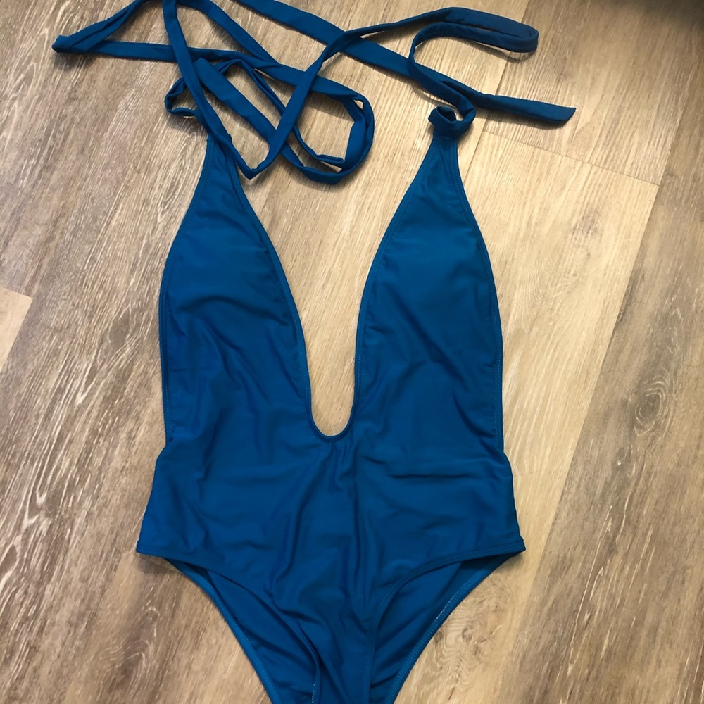 Royal blue Bathing suit! Sexy low cut! - Picture 3 of 3